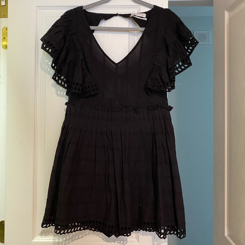 Embroidered Eyelet Tie Back Romper